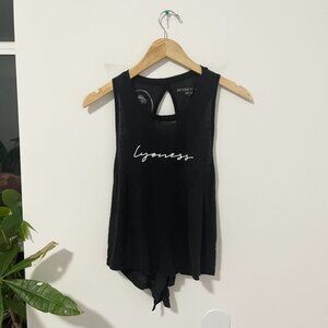 Beyond Yoga Black Lyoness Cutout Tie Up Muscle Tank Size Small